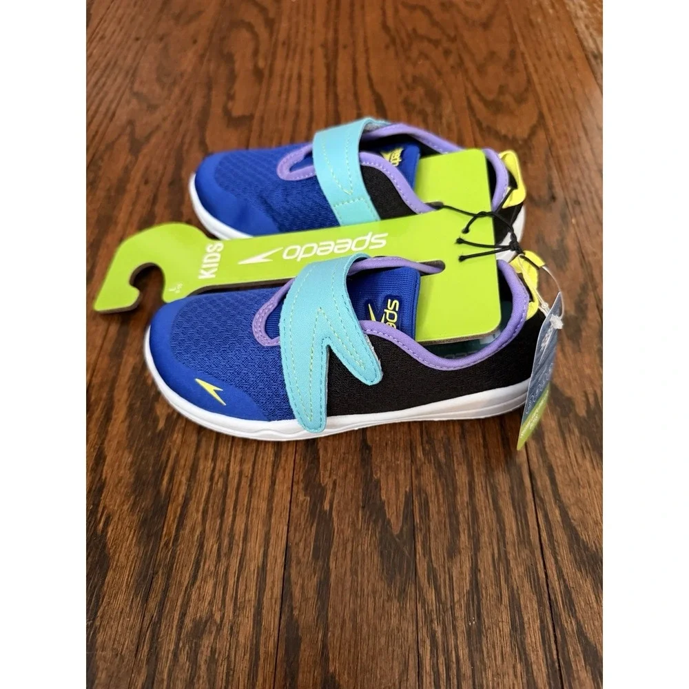 Boys' Speedo S-Way Slip-On Toddler Water Shoes Size Large 9-10 Black & Blue